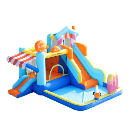 Candy House Inflatable Water Park for Kids with Slide, Pool & Water Cannon