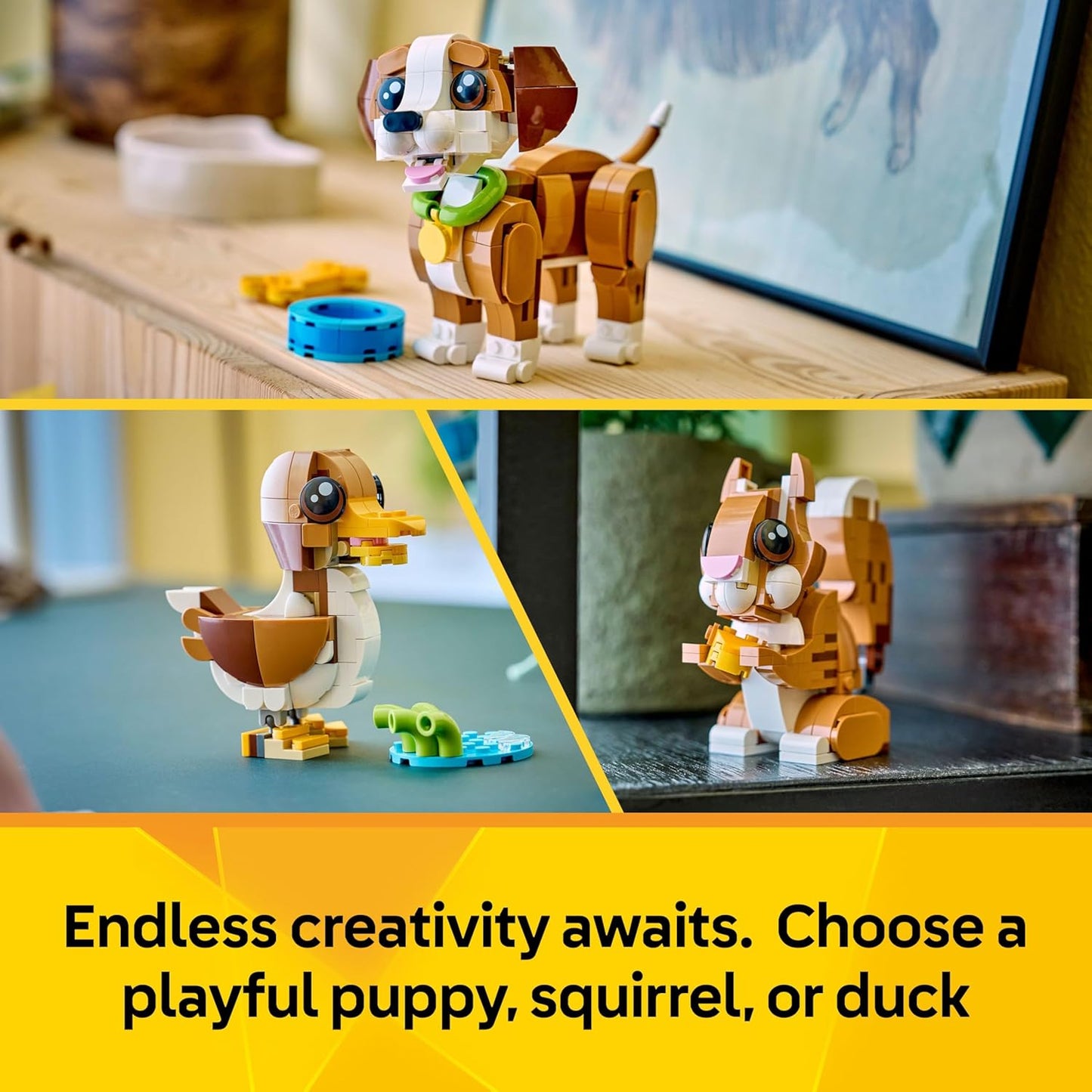 LEGO Creator 3in1 Cute Animals: Playful Puppy Dog Toy  31382