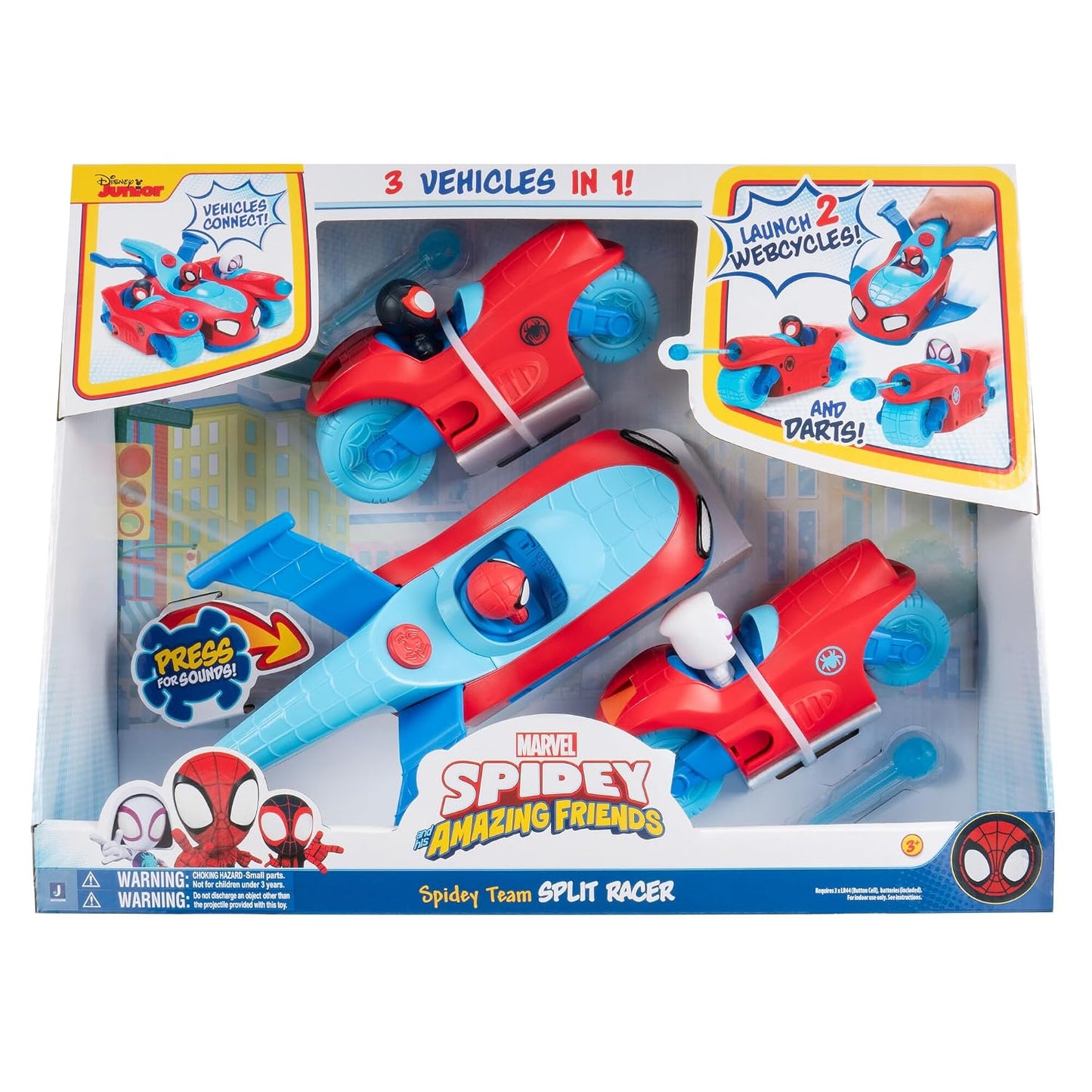 Spidey and his Super Friends SNF0346 Team Split Racer, 3-in-1 Vehicle with Sound, from 3 Years