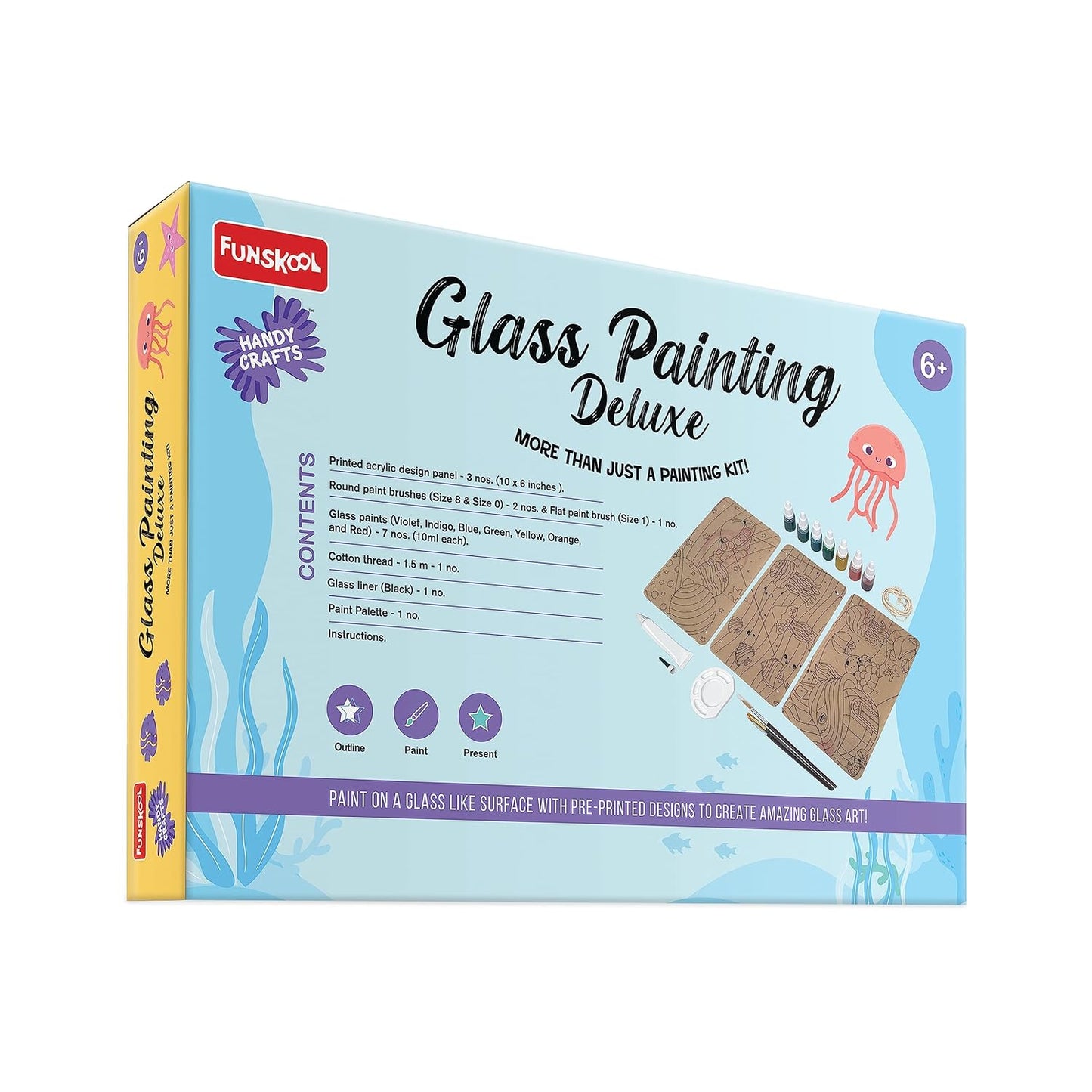 Handycrafts  Glass Painting Deluxe, DIY Kit, Art and Craft Set (PACK OF 6)