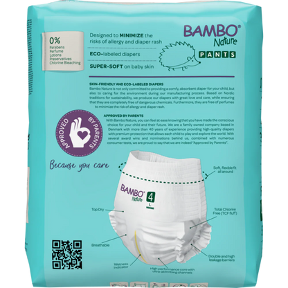 Bambo Nature Premium Baby Pants Diapers for Babies, Large Size (7-12 Kgs), Super Absorbent, Breathable, Extra Soft, Dermatologically Tested, Hypoallergenic Infant Nappies With Wetness Indicator