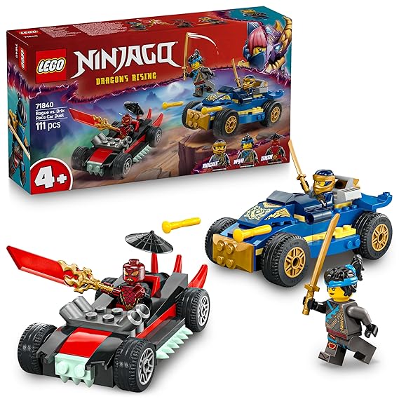 LEGO NINJAGO Rogue vs. Drix Race Car Duel Ninja Toy Playset 71840