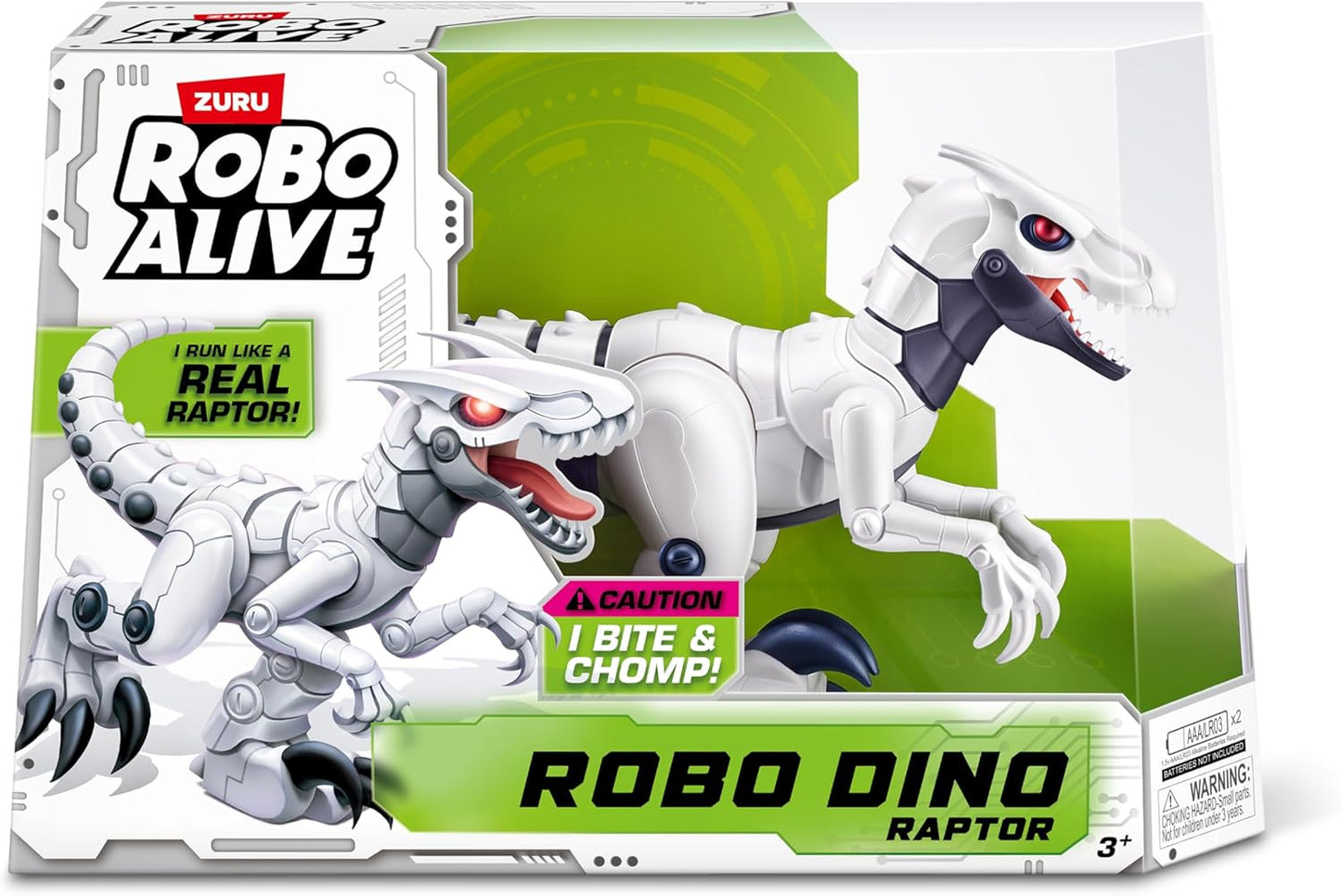 Robo Alive Dino Raptor Robotic Toy by ZURU, Electronic Robot Dinosaur for Boys - Interactive Walking & Running Pet