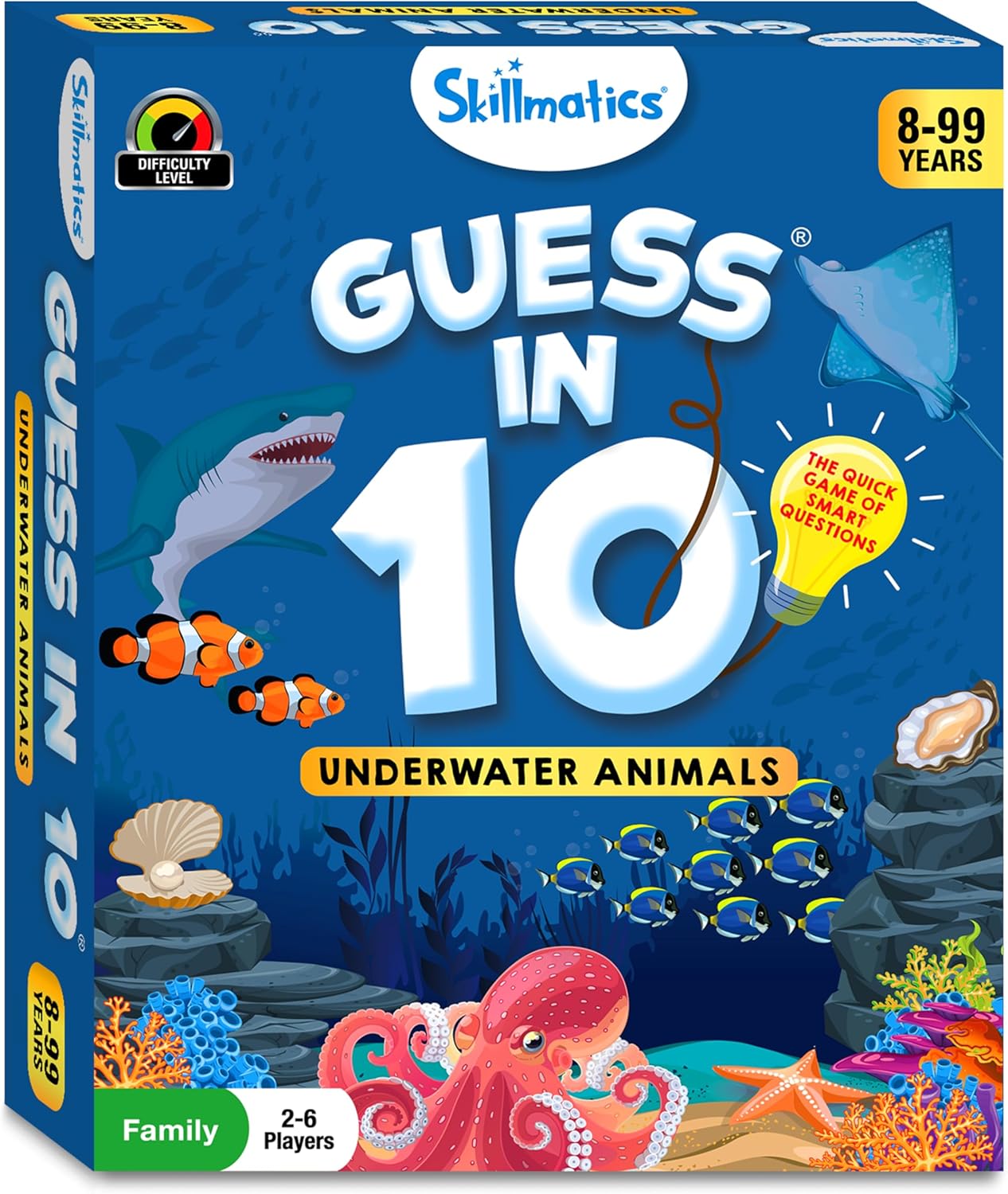 Skillmatics Card Game - Guess in 10 Underwater Animals, Gifts for 8 Year Olds and Up, Quick Game of Smart Questions, Fun Family Game(PACK OF 5)