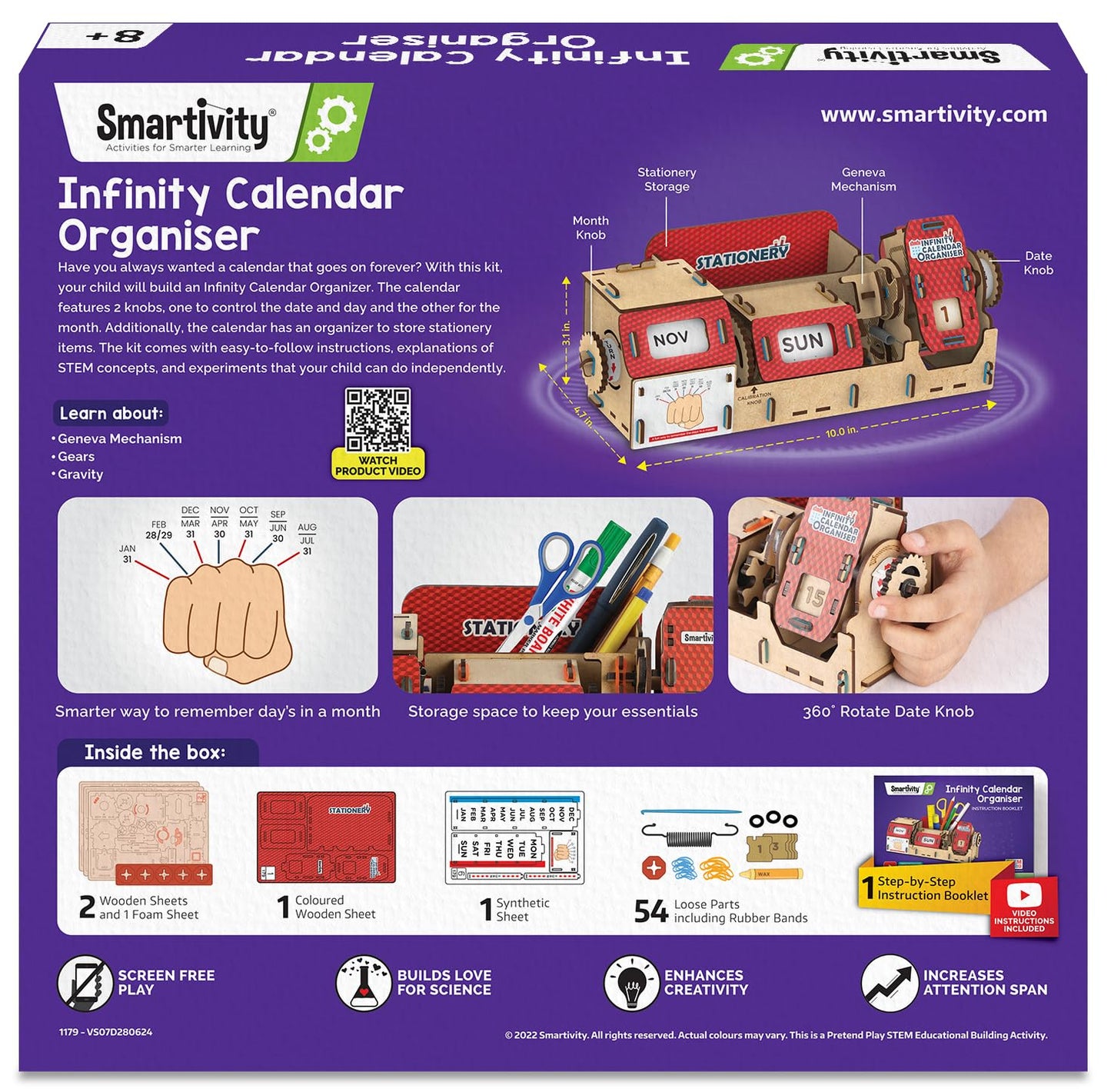 Smartivity DIY Infinity Calendar & Stationary Organizer for Kids Age 8-9-10-11-12-13-14 Years | Birthday Gift for Girls & Boys