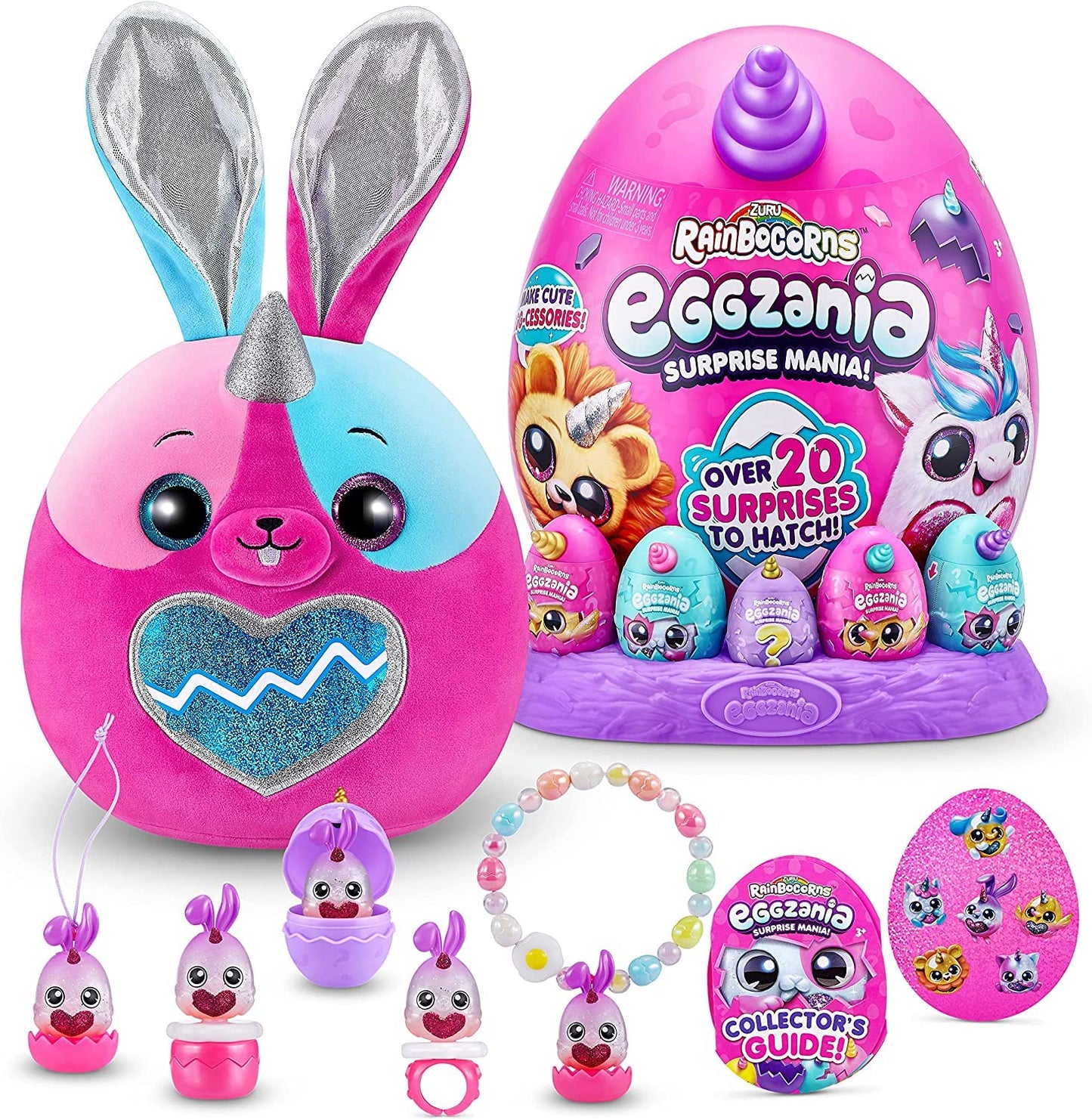 Rainbocorns Eggzania Surprise Mania, Surprise Eggs, 5 Mini Eggs, Stickers, DIY Jewelry, Slime)