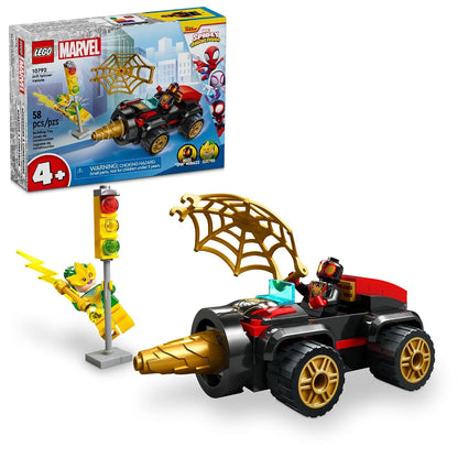 LEGO Marvel 10792 Drill Spinner Vehicle with Miles Morales and Electro, 58 Pieces, Ages 4+