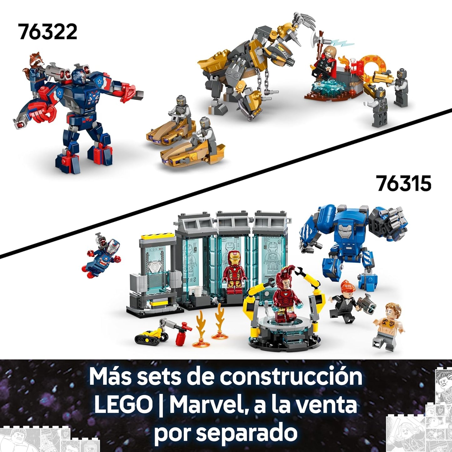 LEGO Marvel Iron Man & War Machine vs. Hammer Drones Building Toy 76320 Building Blocks Toys for 7+ Gift for Boys and Girls