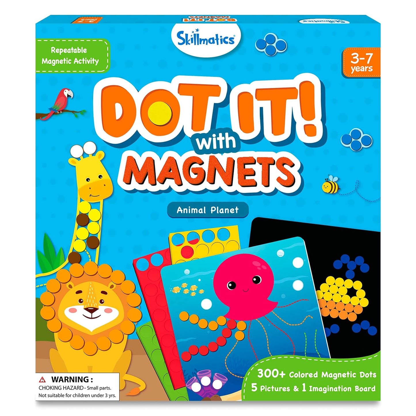 Skillmatics Dot It with Magnets - Animals, Repeatable Art for Kids, Mess-Free, Craft Kits, DIY Creative Activity, Gifts for Boys & Girls Ages 4, 5, 6, 7, Multicolour(PACK OF 5)
