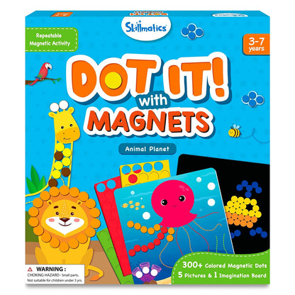 Skillmatics Dot It with Magnets - Animals, Repeatable Art for Kids, Mess-Free, Craft Kits, DIY Creative Activity, Gifts for Boys & Girls Ages 4, 5, 6, 7, Multicolour(PACK OF 5)
