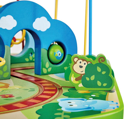 Hape E3824 Jungle Adventure Kids Toddler Wooden Bead Maze & Railway Train Track Play Table Toy for Ages 18 Months