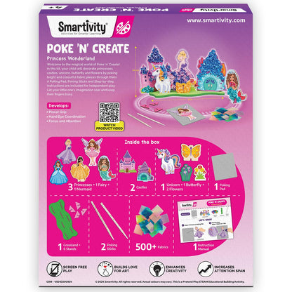 Smartivity Art & Craft Kit - Poke Art Princess Wonderland for Kids Ages 4, 5, 6, 7, 8, 9, 10 Years Old, Create 5 Princesses, 2 Castles & Unicorn, Smart Birthday Gift for Girls & Boys, Fun Activity Kit(PACK OF 6)