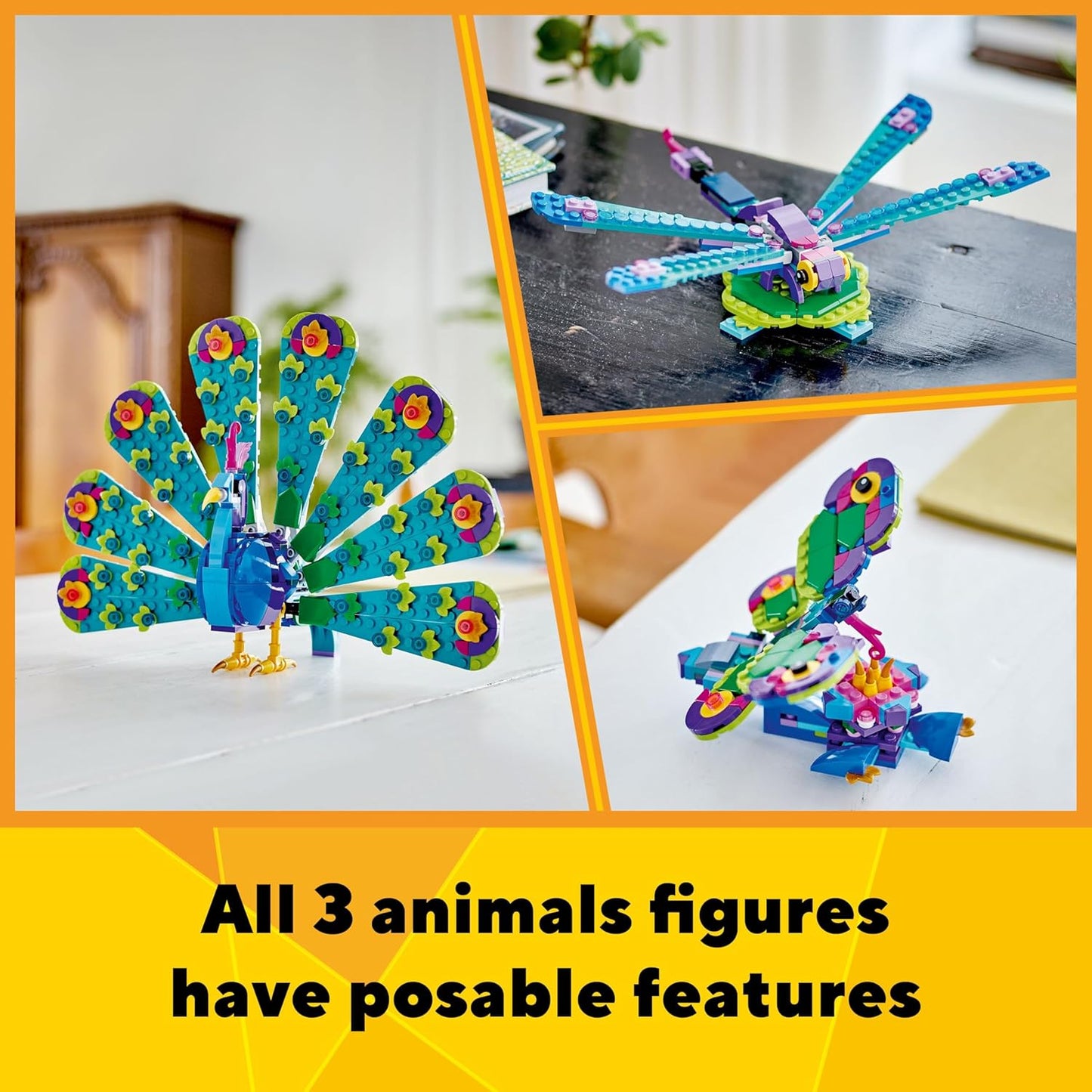 LEGO Creator Exotic Peacock 3in1 Toy Set 31157 Building Blocks Toys for 7+ Gift for Boys and Girls