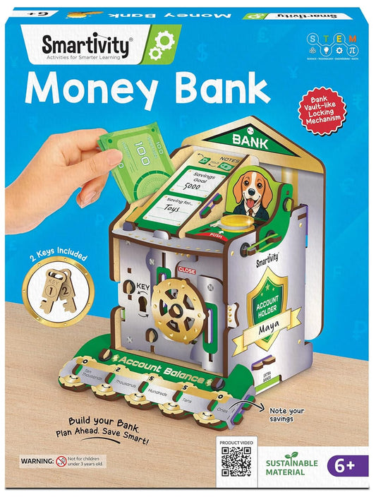 Smartivity DIY Piggy/Money Bank for Kids Ages 6-12 Years | Smart Locking System with 2 Keys I Stores Notes & Coins I Build Savings Skills in Kids I Birthday Gift for Boys & Girls 6,7,8,9,10,11,12(PACK OF 6)