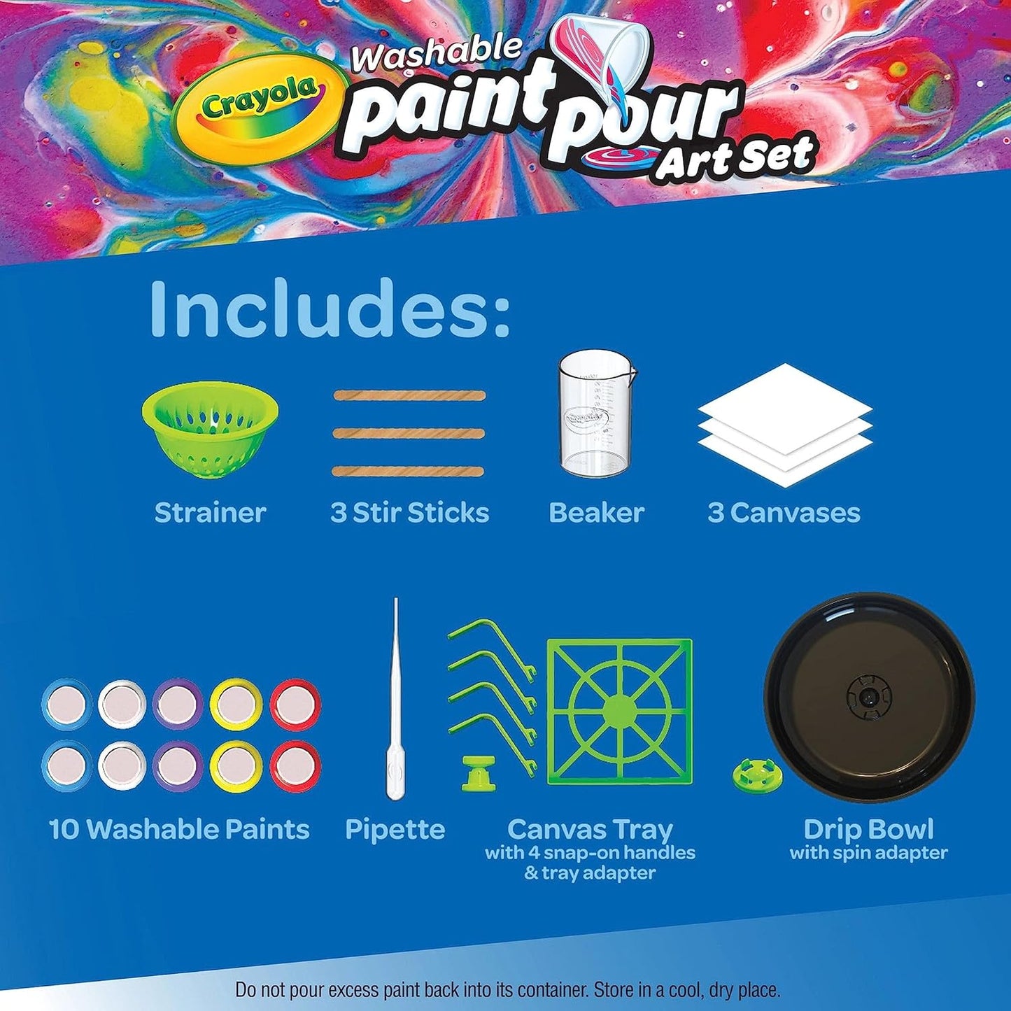 Crayola Washable Paint Pour Set, Paint Set, 20 Pcs, Gift for Teens & Kids