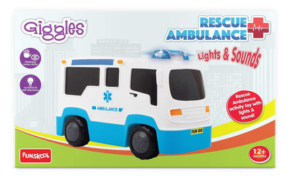 Giggles Rescue Ambulance, Multicolour Vehicle with Lights and Sounds, Develops Motor Skills (PACK OF 6)