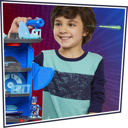 PJ Masks Deluxe Battle HQ Preschool Toy, Headquarters Playset with 2 Action Figures, Cat-Car Vehicle, and More for Kids Ages 3 and Up