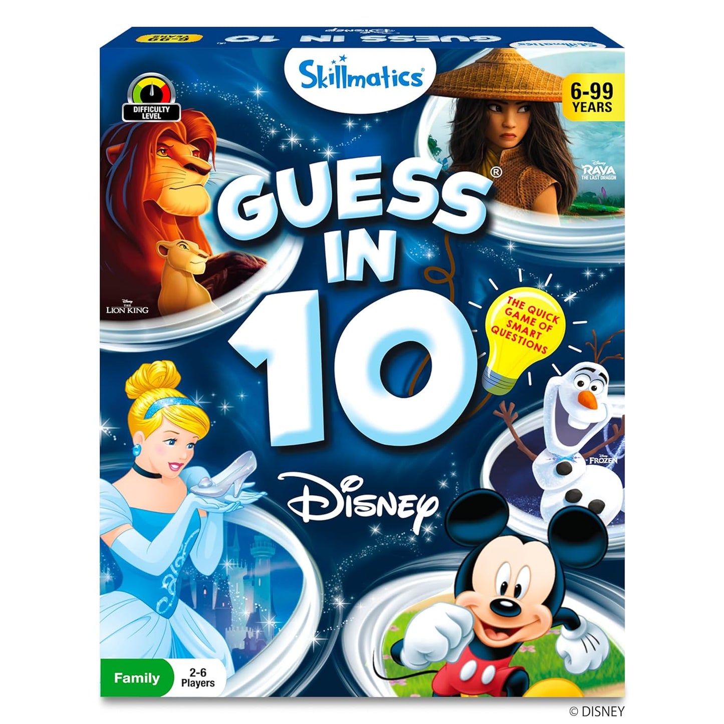 Skillmatics Guess in 10 Disney, Card Game for Girls, Boys, Kids, Teens, Adults, Who Love Cinderella, Mickey Mouse, Moana, Gifts for Ages 6, 7, 8, 9 and Up(PACK OF 5)