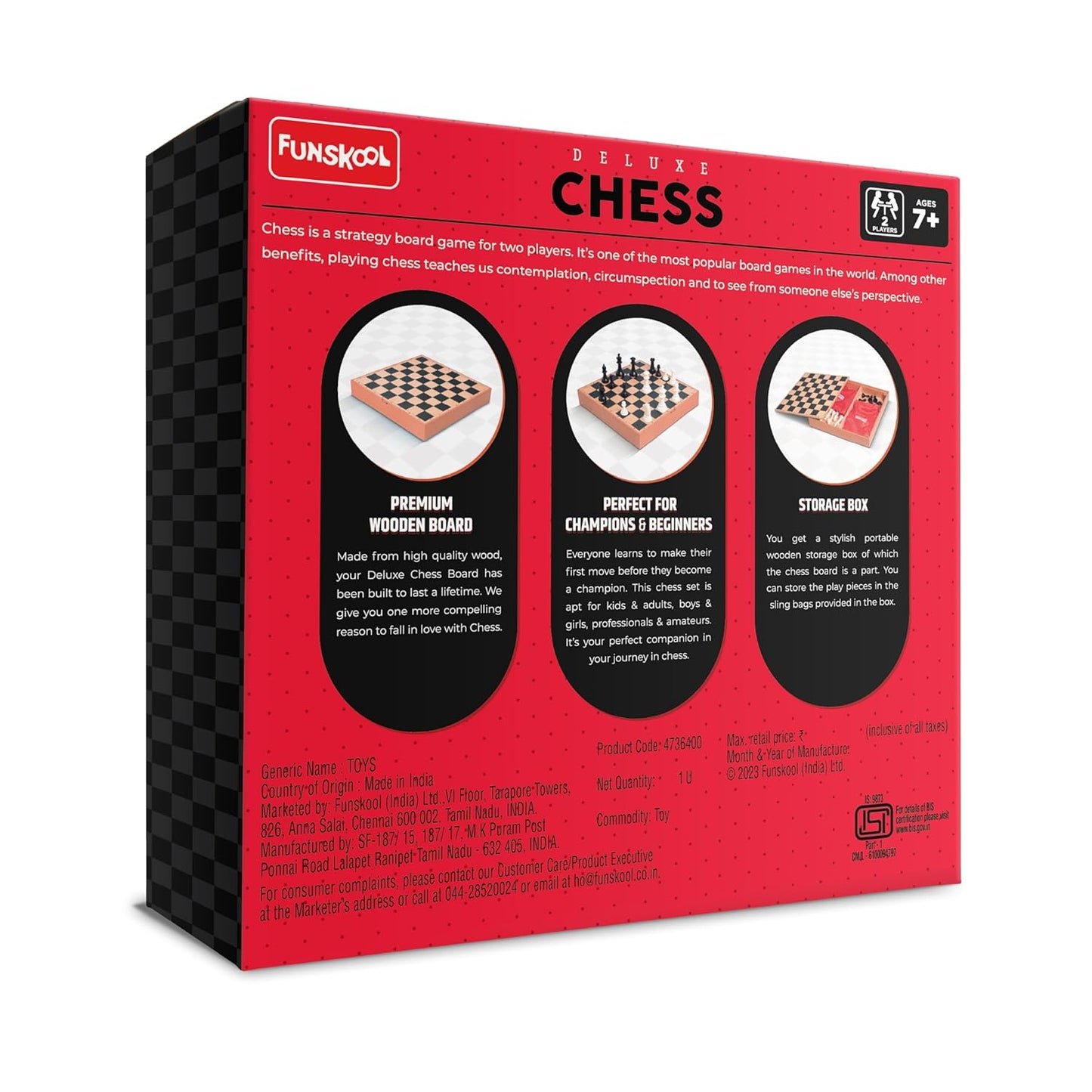 Games, Deluxe Chess, Wooden Set, War & Strategy, Family Games (PACK OF 4)