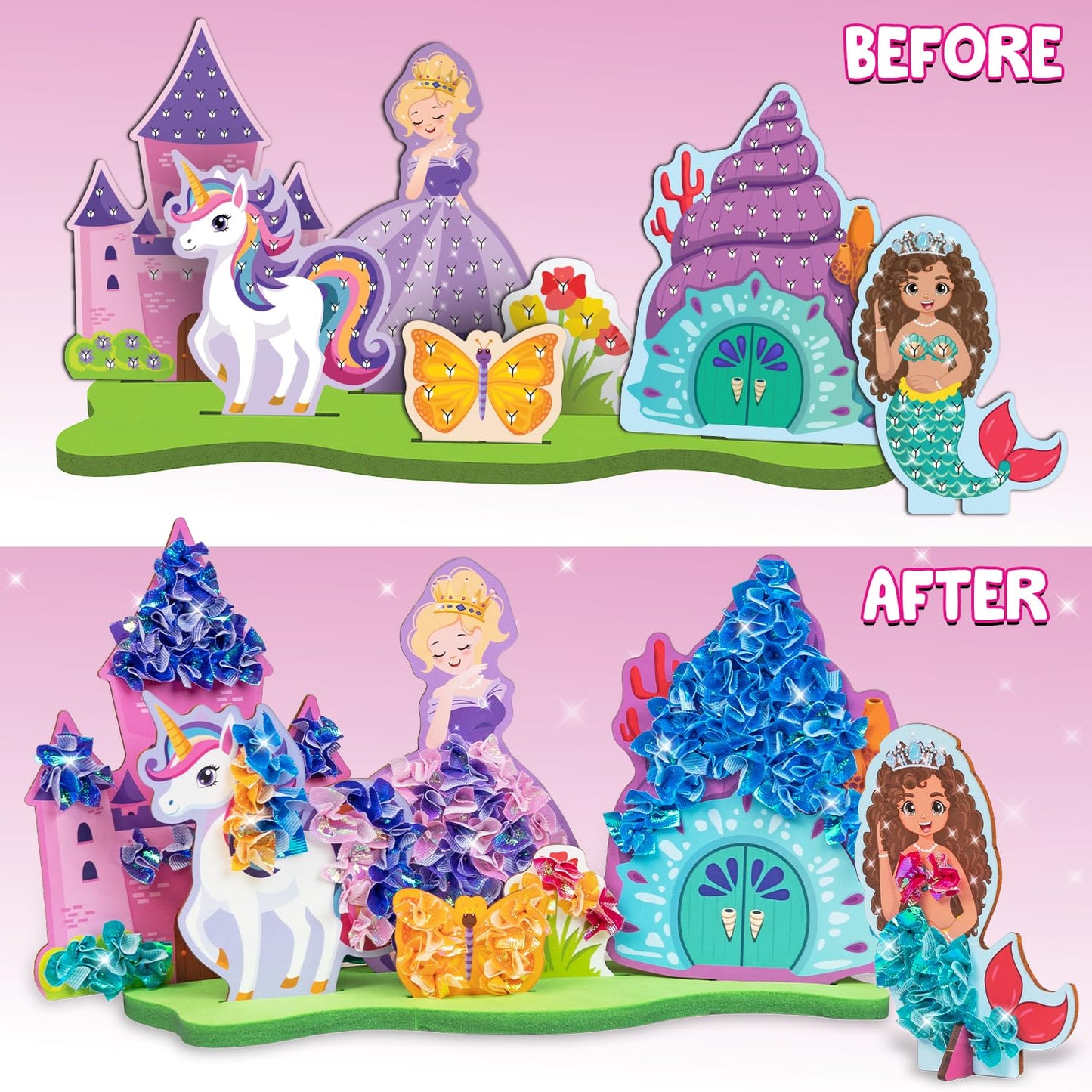 Smartivity Art & Craft Kit - Poke Art Princess Wonderland for Kids Ages 4, 5, 6, 7, 8, 9, 10 Years Old, Create 5 Princesses, 2 Castles & Unicorn, Smart Birthday Gift for Girls & Boys, Fun Activity Kit(PACK OF 6)
