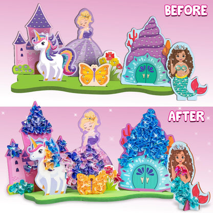 Smartivity Art & Craft Kit - Poke Art Princess Wonderland for Kids Ages 4, 5, 6, 7, 8, 9, 10 Years Old, Create 5 Princesses, 2 Castles & Unicorn, Smart Birthday Gift for Girls & Boys, Fun Activity Kit(PACK OF 6)