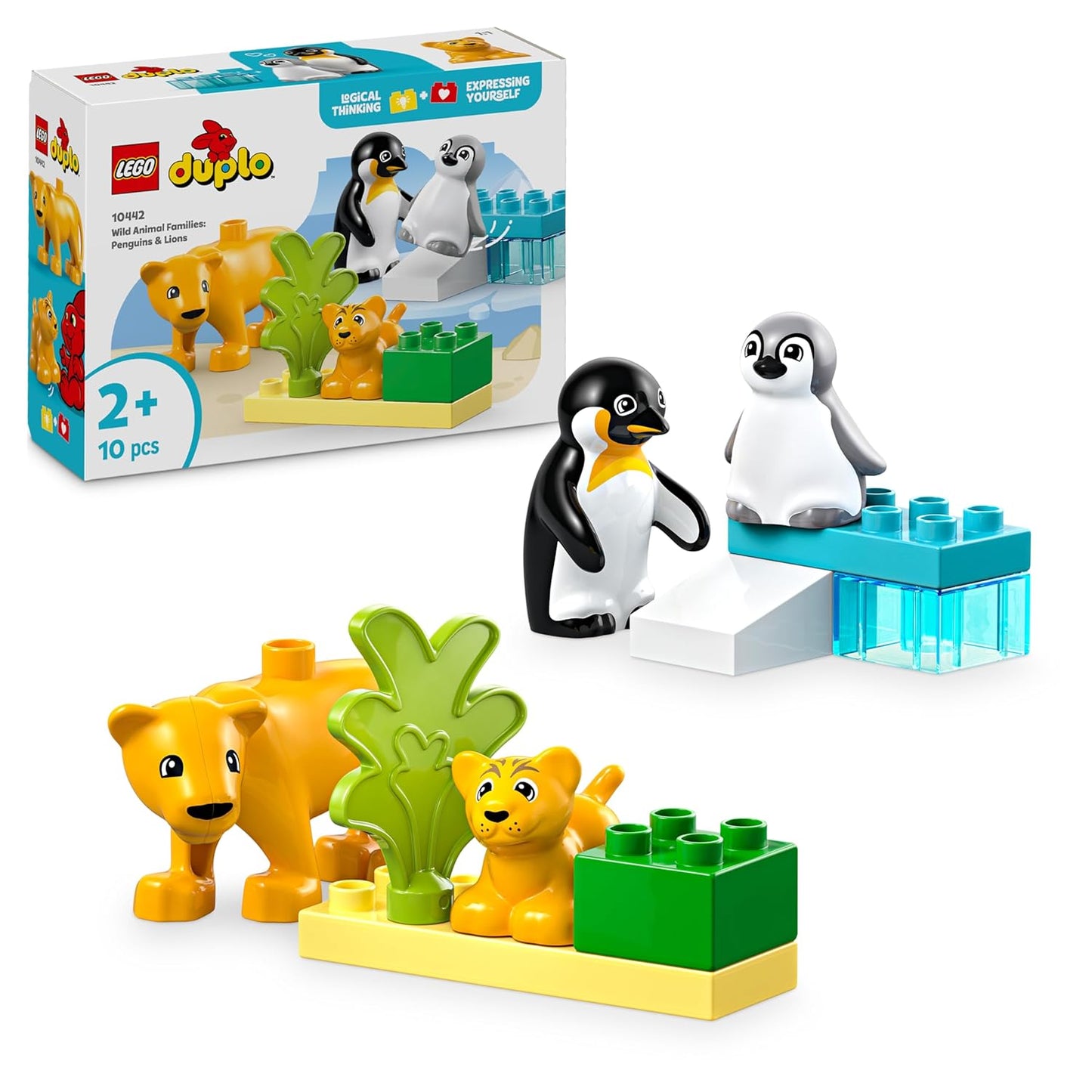 DUPLO Town Wild Animal Families: Penguins & Lions Imagination Toy 10442 Building Kit (10 Pieces)