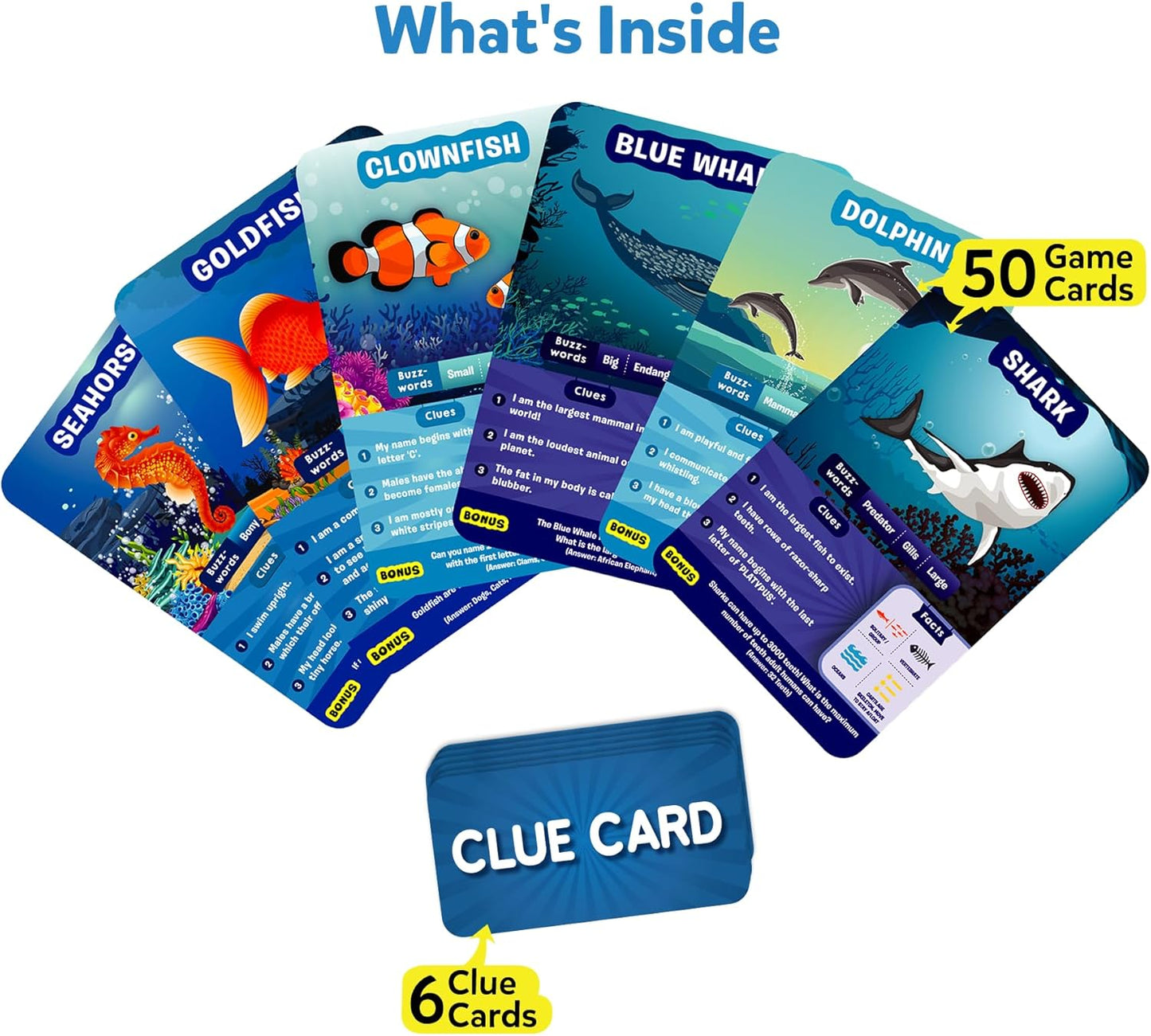 Skillmatics Card Game - Guess in 10 Underwater Animals, Gifts for 8 Year Olds and Up, Quick Game of Smart Questions, Fun Family Game(PACK OF 5)