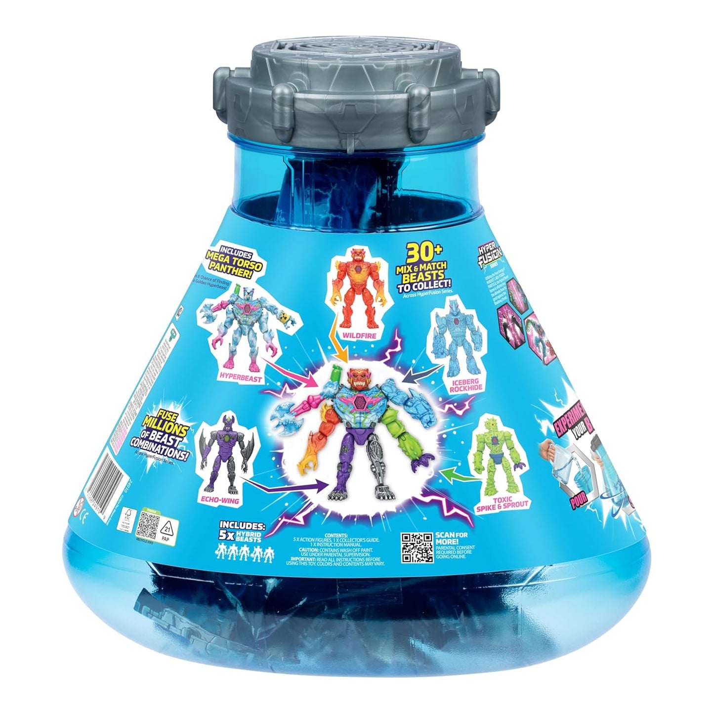 MRBEAST LAB Hybrids Mega Pack, Reveal Different Hybrid Parts to Create 5 Mix & Match Action Figures, Including a Mega Torso Panther Experiment to Revea
