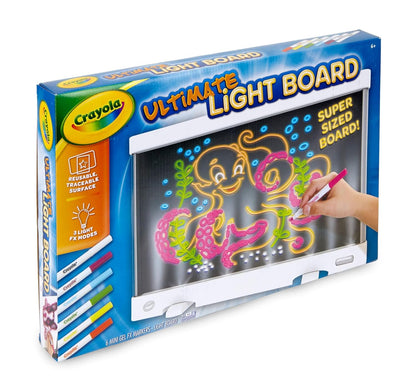 Crayola LED Drawing Board for Kids, Light-Up Drawing Tablet with Washable Gel Markers, Removable Tracing Pad, Reusable Wipe-Clean Surface, Portable Creative Art Supplies for Drawing Fun, 6+ Years