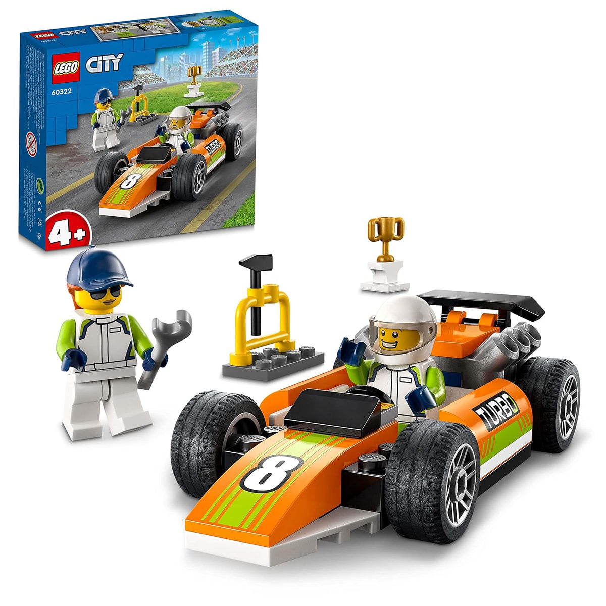 LEGO City 60322 Race Car Racing Playset with Driver Minifigure, 46 Pieces, 4+