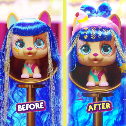 Vip Pets Celebripets | Mini Surprise Dog Doll Inspired by Real Stars with Extra Long Hair 30 cm for Styling and 10 Accessories - Toy for Girls and Boys Over 3 Years