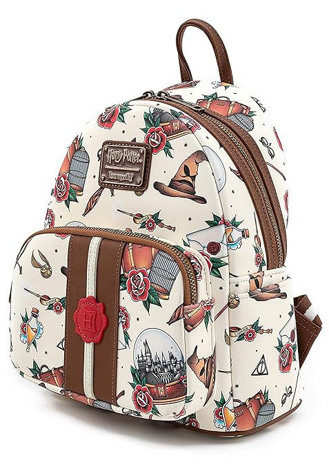 Loungefly Harry Potter Tattoo Art Cream Color Womens Double Strap Shoulder Bag