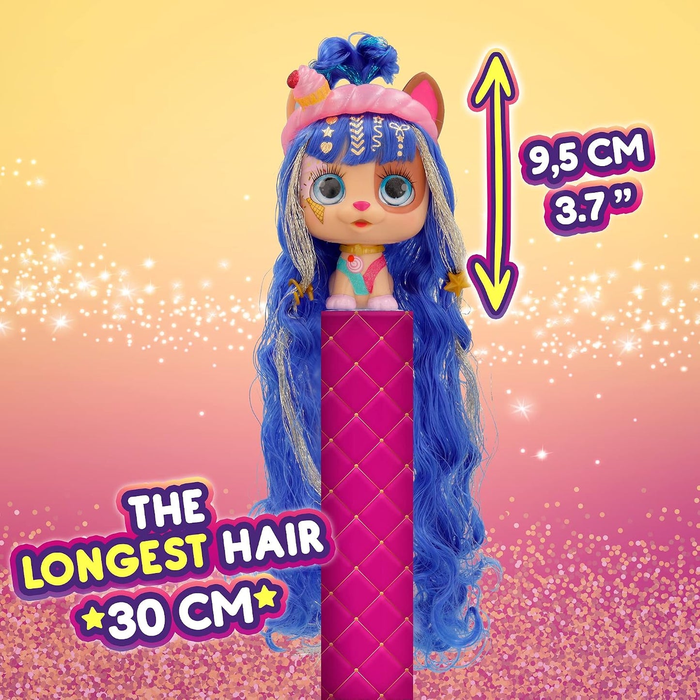 Vip Pets Celebripets | Mini Surprise Dog Doll Inspired by Real Stars with Extra Long Hair 30 cm for Styling and 10 Accessories - Toy for Girls and Boys Over 3 Years