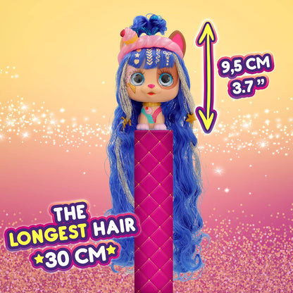 Vip Pets Celebripets | Mini Surprise Dog Doll Inspired by Real Stars with Extra Long Hair 30 cm for Styling and 10 Accessories - Toy for Girls and Boys Over 3 Years