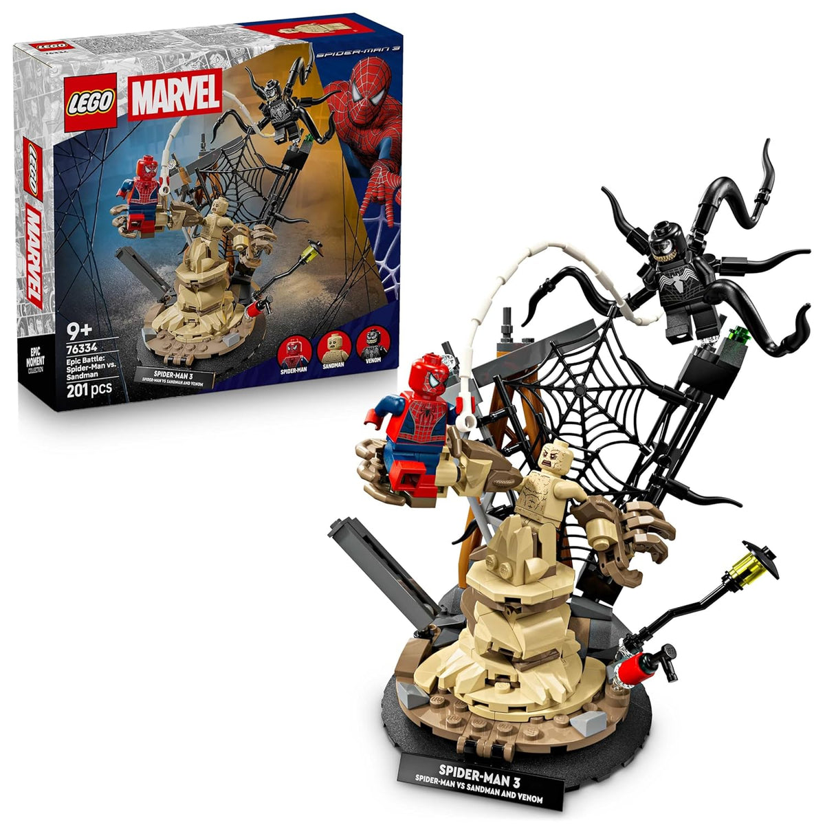 LEGO Marvel 76334 Epic Battle Spider-Man vs. Sandman Building Set, 201 Pieces, 9+