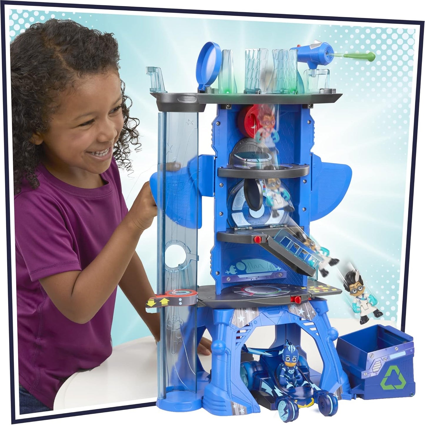 PJ Masks Deluxe Battle HQ Preschool Toy, Headquarters Playset with 2 Action Figures, Cat-Car Vehicle, and More for Kids Ages 3 and Up