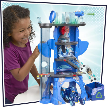 PJ Masks Deluxe Battle HQ Preschool Toy, Headquarters Playset with 2 Action Figures, Cat-Car Vehicle, and More for Kids Ages 3 and Up