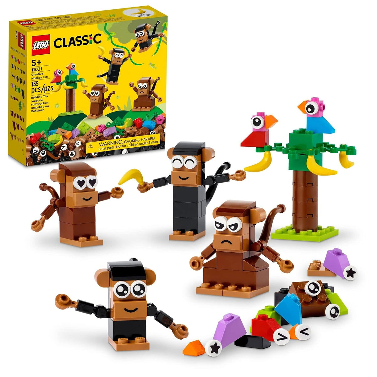 LEGO Classic 11031 Creative Monkey Fun Building Set, 135 Pieces, 5+