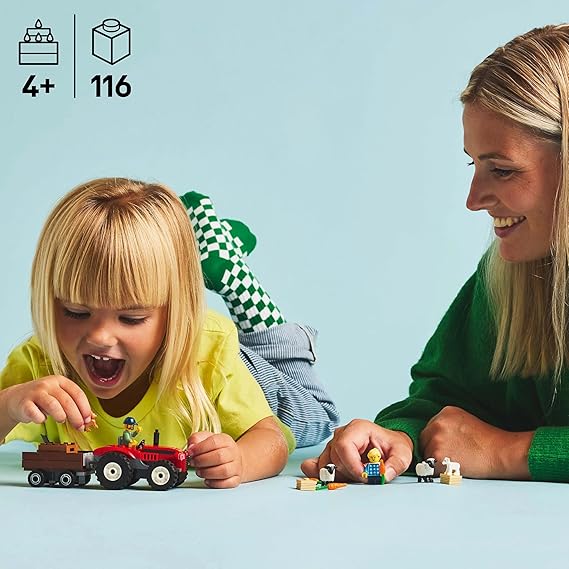 LEGO City Red Farm Tractor with Trailer & Sheep Toy 60461