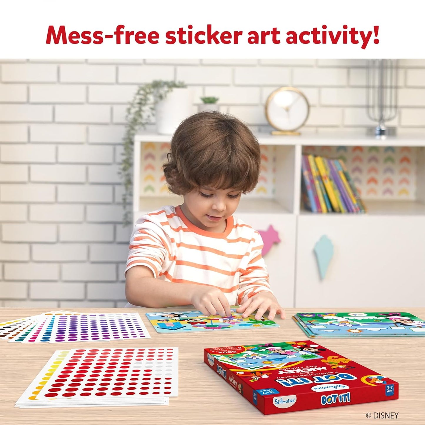 Skillmatics Dot It Sticker Art Activity - Disney Mickey and Friends, Mess-Free Fun, 500+ Stickers, DIY Craft Kits for Kids, Travel Toys, Gifts for Boys & Girls Ages 3, 4, 5, 6, 7(PACK OF 5)