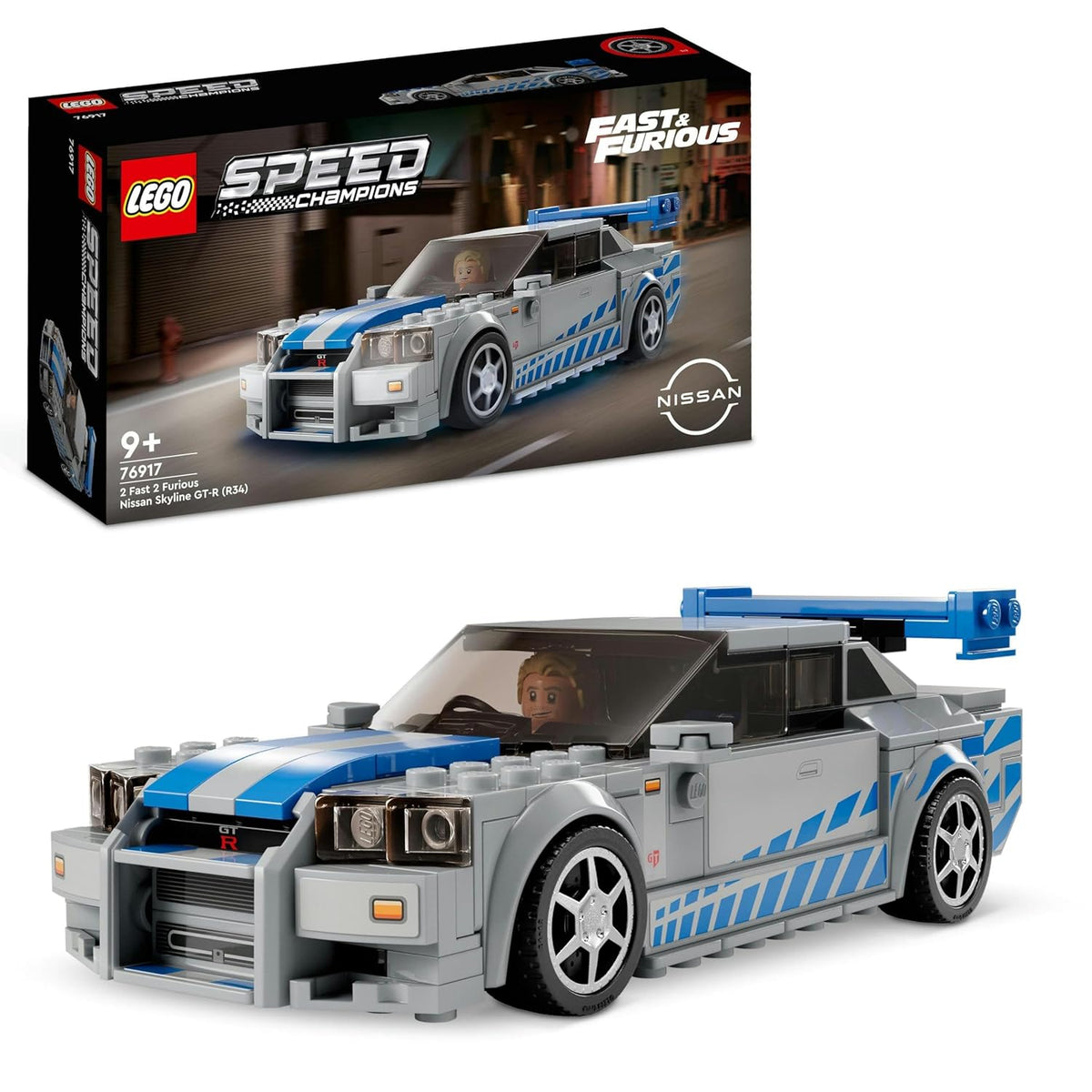 LEGO Speed Champions 76917 2 Fast 2 Furious Nissan Skyline GT-R R34 Car, 319 Pieces, 9+