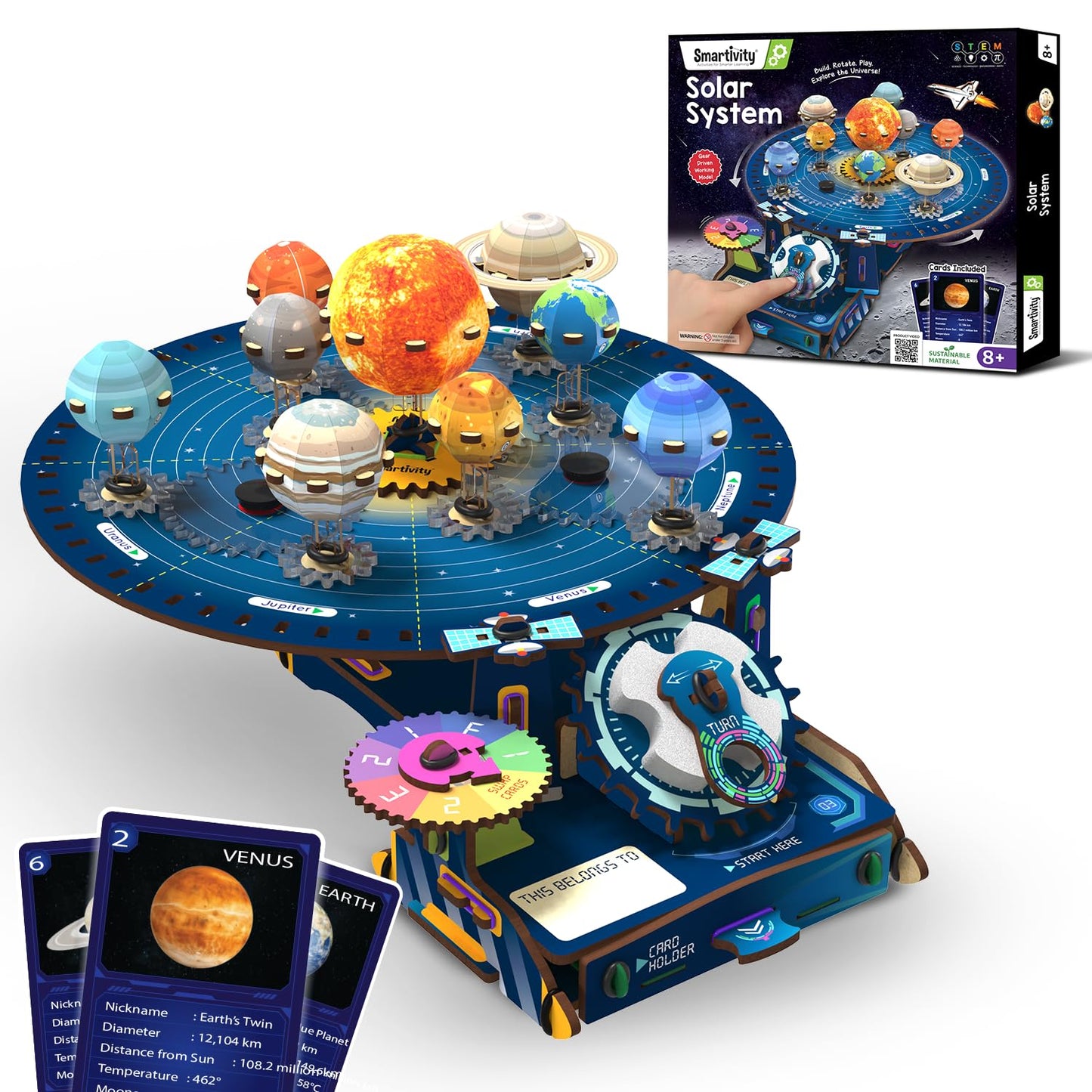 Smartivity DIY Solar System Kit | Gear-Driven Working Model of Planets | Birthday Gift for Boys & Girls 8-14 YearsI Build, Rotate & Explore Astronomy | Learn Solar System & Science Facts(PACK OF 6)