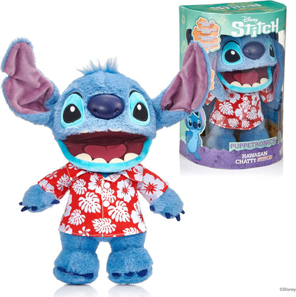 WOW! Stuff Disney Hawaiian Chatty Stitch Deluxe Puppetronic – Interactive Talking Plush Puppet, 50+ Sounds & Actions