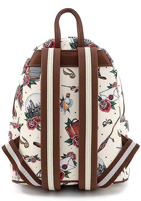 Loungefly Harry Potter Tattoo Art Cream Color Womens Double Strap Shoulder Bag