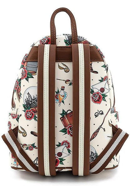 Loungefly Harry Potter Tattoo Art Cream Color Womens Double Strap Shoulder Bag