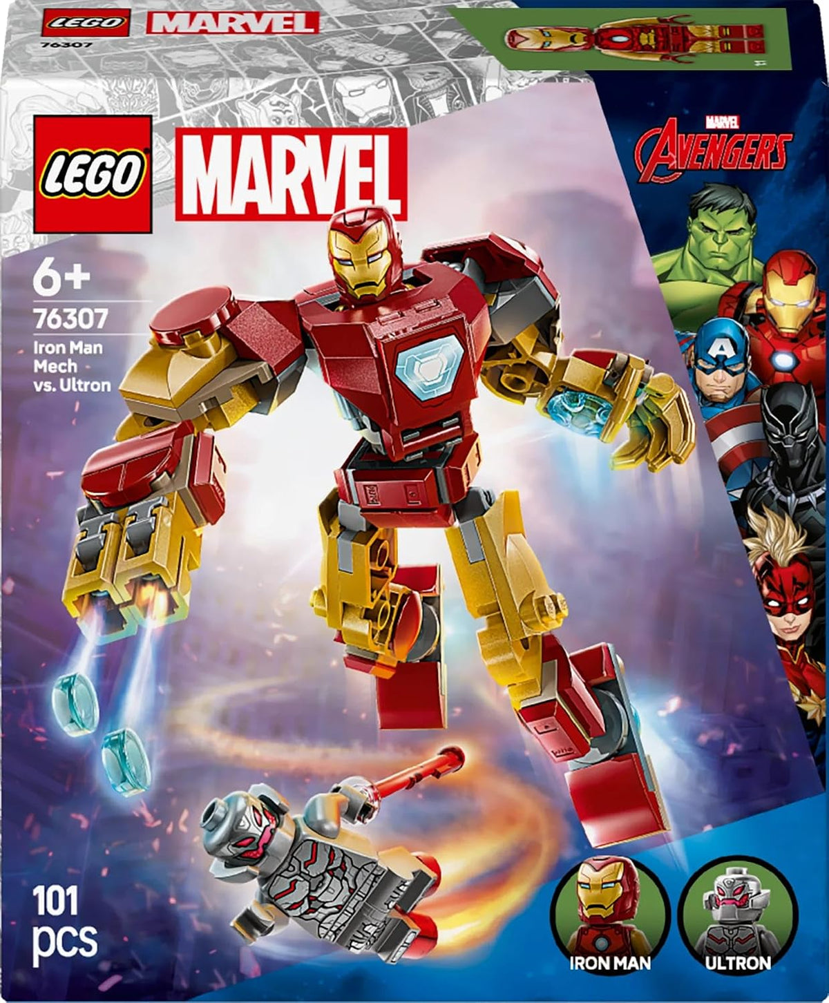 LEGO Marvel 76307 Iron Man Mech vs. Ultron Super Hero Building Set, 101 Pieces, 6+
