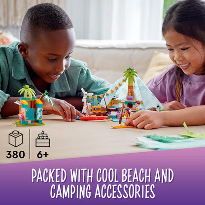 LEGO Friends 41700 Beach Glamping Camping Tent Building Set, 380 Pieces, Ages 6+