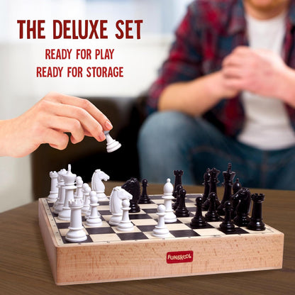 Games, Deluxe Chess, Wooden Set, War & Strategy, Family Games (PACK OF 4)