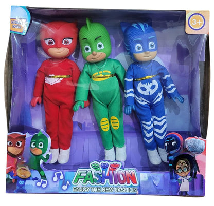 PJ Mask Cartoon Superhero Doll Action Figure Toy Set with 3 Hero Characters, Ages 3+