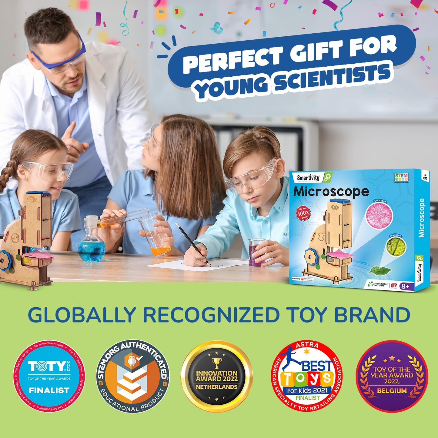 Smartivity DIY Microscope 100x Zoom Toy for Kids Age 8-10-12-14 Years Old(PACK OF 6)